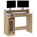 vidaXL Stôl s LED svetlami, dub sonoma 97x45x90 cm, kompozitné drevo
