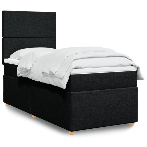 vidaXL Posteľný rám boxspring s matracom čierny 80x200 cm látka