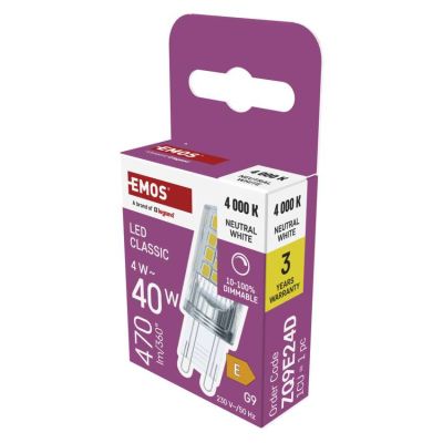 LED žiarovka Classic JC / G9 / 4,2 W (40 W) / 470 lm / neutrálna biela / stmievateľné
