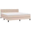 vidaXL Boxspring posteľ matrac a LED kapučínová 160x200 cm umelá koža