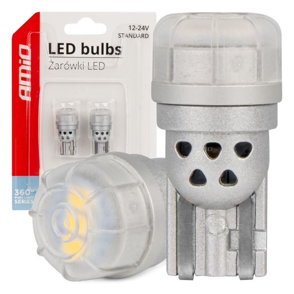 LED BUBLS 360 Pure Light Series STANDARD T10 W5W 3x3020 SMD biela 12V/24V AMiO-03725