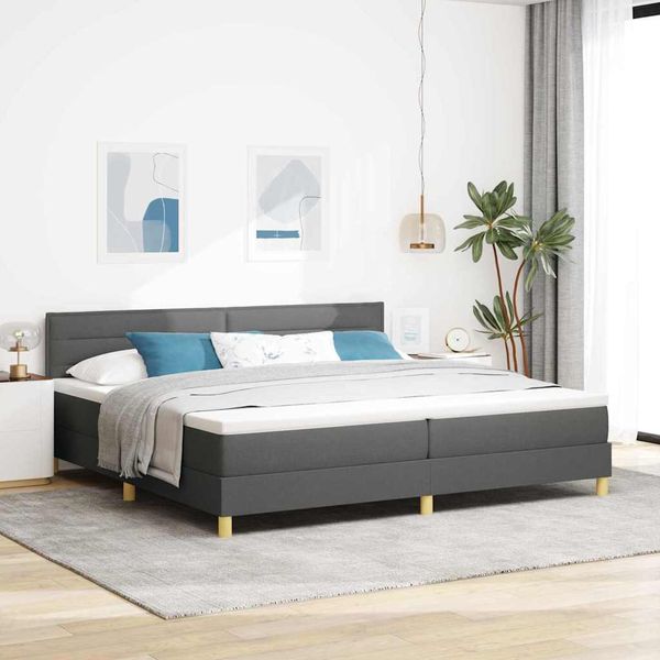 vidaXL Posteľ s pružinovým rámom Tmavo šedá 200 x 200 cm látka