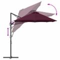 vidaXL Slnečník Bordeaux červená 372 x 198 x 243 cm Polyester a hliník
