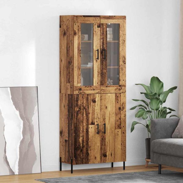 vidaXL Highboard Staré drevo 69,5 x 34 x 180 cm Kompozitné drevo