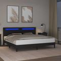 vidaXL Rám postele s LED pásikmi Čierna 180 x 200 cm Umelá koža