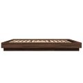 vidaXL Posteľný rám s LED svetlami hnedý dub 160x200 cm kompoz. drevo