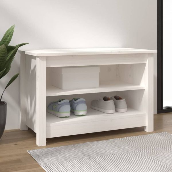 vidaXL Skrinka na topánky biela 70x38x45,5 cm masívna borovica