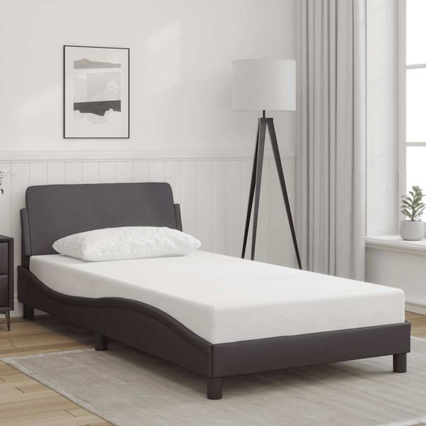 vidaXL Rám postele Dover sivý 100x200 cm umelá koža