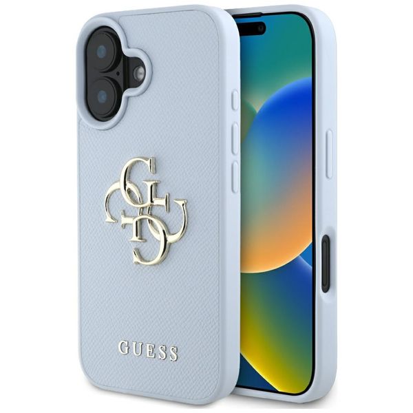 Puzdro Guess Hardcase PU Grained Big 4G a Classic Logo pre iPhone 16 6,1" modré