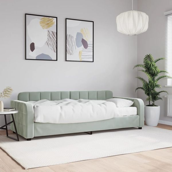 vidaXL Denná posteľ s matracom svetlosivá 80x200 cm zamat