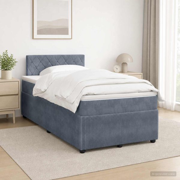 vidaXL Posteľ boxspring s matracom Tmavosivá 120 x 200 cm Zamat