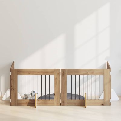 vidaXL Brána pre psov so stojanmi 4 pcs Remeselný Dub 80 x 34 x 60 cm