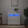 vidaXL Komoda s LED svetlami lesklá biela 80x35x75 cm