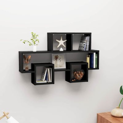 vidaXL Nástenná polica v tvare auta čierna 82x15x51cm kompozitné drevo