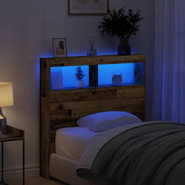 vidaXL Skrinka na čelo postele s LED staré drveo 100x17x102 cm