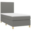 vidaXL Posteľný rám boxsping s matracom tmavosivý 80x200 cm látka