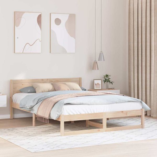 vidaXL Rám postele Prírodná 160 x 200 cm Masívne borovicové drevo
