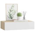 vidaXL Nástenná zásuvková polica dubová a biela 40x23,5x10 cm MDF
