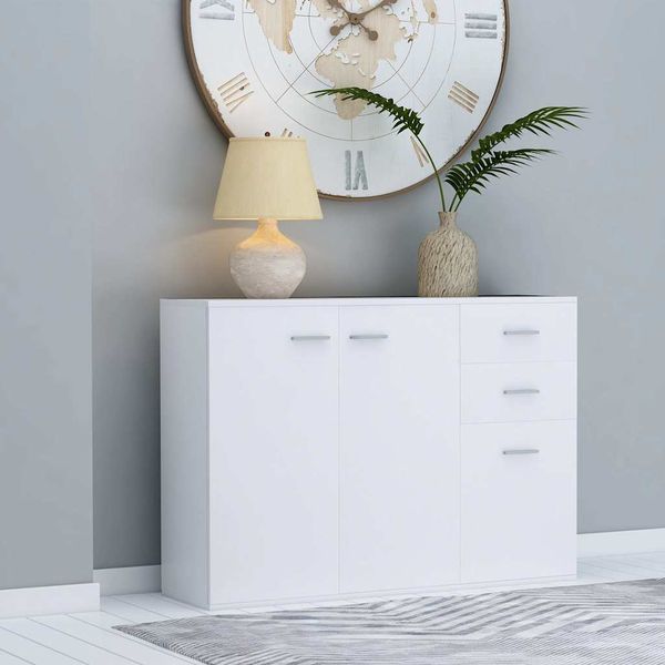 vidaXL Komoda, biela 105x30x75 cm, kompozitné drevo
