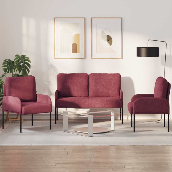 vidaXL Súpravy pohoviek 3 pcs Víno červené 115 x 56 x 80 cm Preglejka