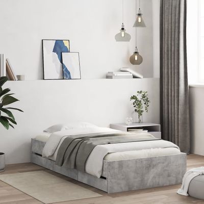 vidaXL Posteľný rám so zásuvkami betónovosivý 75x190 cm kompozit.drevo
