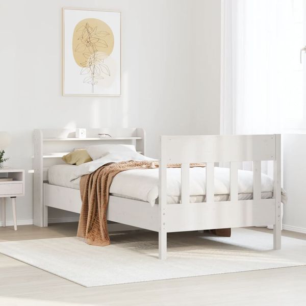 vidaXL Posteľ bez matraca biely 150x200 cm masívna borovica
