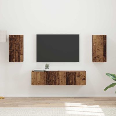 vidaXL Zostava TV skriniek 4 pcs Staré drevo Kompozitné drevo