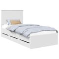 vidaXL Rám postele so zásuvkou Biela 75 x 190 cm Inžinierske drevo