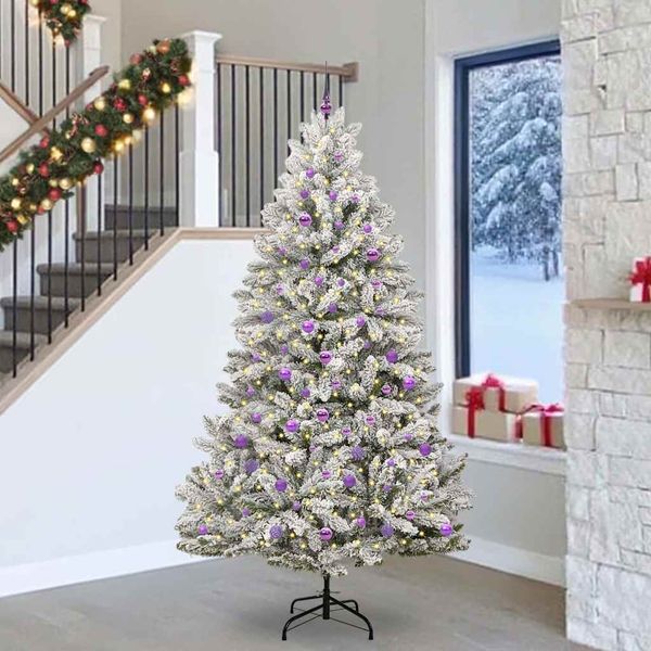 vidaXL Umelý vianočný stromček Zelená a biela 240 cm PVC a kov