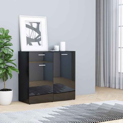 vidaXL Komoda, lesklá čierna 80x36x75 cm, kompozitné drevo