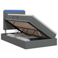 vidaXL LED úložná posteľ s matracom Tmavosivá 120 x 200 cm Látka