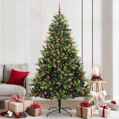 vidaXL Umelý skladací vianočný stromček 300 LED diód Zelená 210 cm