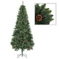 vidaXL Umelý vianočný stromček s borovicovými šiškami zelený 210 cm