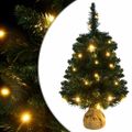 vidaXL Osvetlený umelý vianočný stromček+stojan, zelený 60 cm, PVC