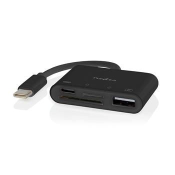 Nedis CCGB64780BK01 - USB hub| 1x USB-C™ | 1x USB A / 1x USB-C™ | 4 Porty port(s) | USB 2.0 | Napájanie z USB | SD & Mic USB Hub, externý, 1× USB 2.0, 1× USB-C, čítačka SD a microSD kariet, rozhranie USB-C, čierny