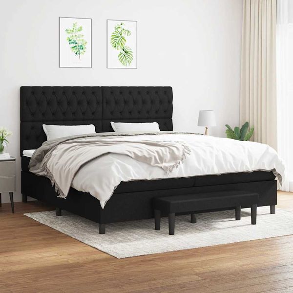 vidaXL Boxspring posteľ s matracom čierna 200x200 cm látka
