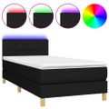 vidaXL Posteľ boxsping s matracom a LED čierna 90x200 cm látka