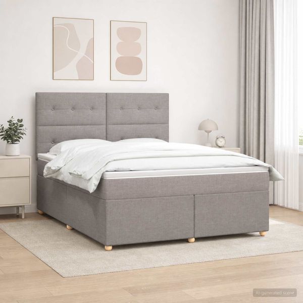 vidaXL Posteľ boxspring s matracom Sivohnedá 180 x 200 cm Látka