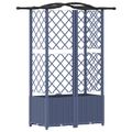 vidaXL Vyvýšený záhon s mriežkou a strechou Sivá 122 x 40 x 138 cm PP