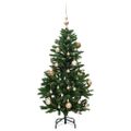vidaXL Umelý výklopný vianočný stromček 150 LED a sada gúľ 120 cm