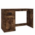 vidaXL Stolík so zásuvkami dymový dub 115x50x75 cm kompozitné drevo