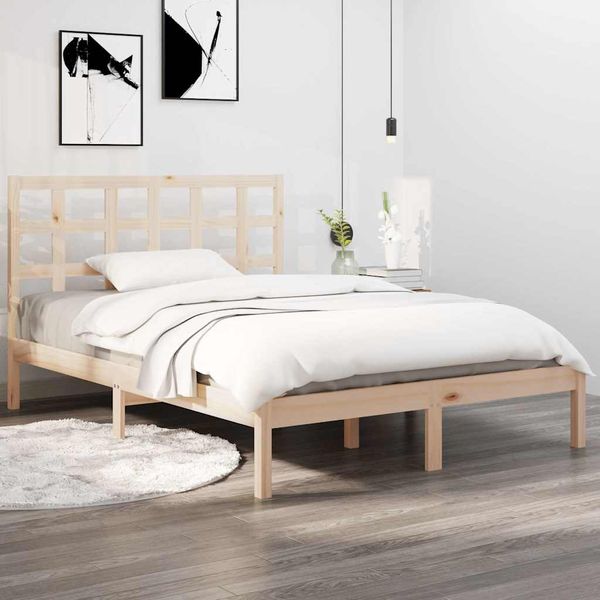 vidaXL Posteľný rám, drevený masív 135x190 cm, dvojlôžko