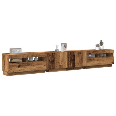 vidaXL TV skrinka s LED svetlami, staré drevo, 260x35x40 cm, umelé drevo
