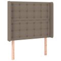 vidaXL Čelo postele s LED sivohnedé 93x16x118/128 cm látka