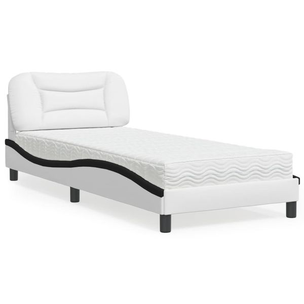 vidaXL Posteľ s matracom Hvar bielo-čierna 80x200 cm umelá koža