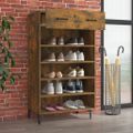 vidaXL Botník dymový dub 60x35x105 cm spracované drevo