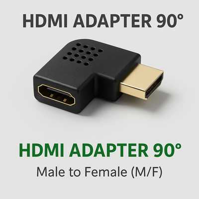Lomený adapter HDMI pravý, čierny