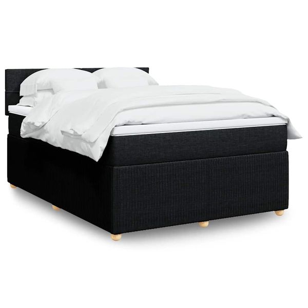 vidaXL Posteľný rám boxspring s matracom čierny 160x200 cm látka