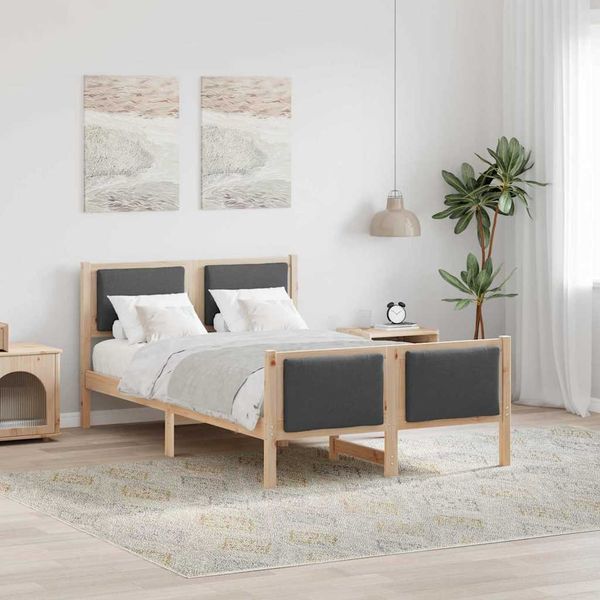 vidaXL Rám postele s čelnou doskou Tmavo šedá 120 x 200 cm látka