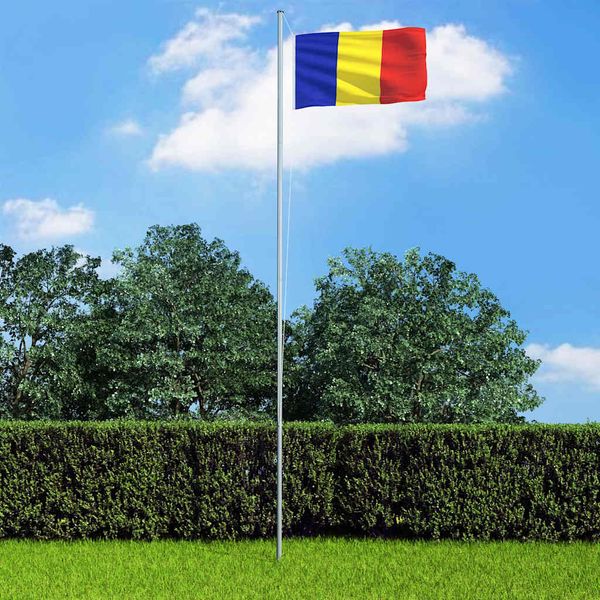 vidaXL Rumunská vlajka a stĺp 6,2 m hliníkový